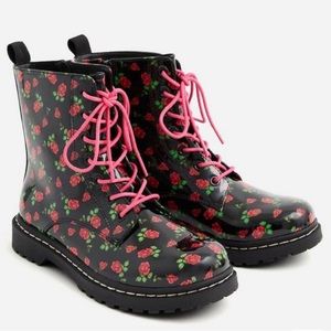 Betsey Johnson Black Floral Combat Bootie (WW) size 9.5W Torrid collaboration